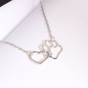 N50 | Pet Paw Footprint Heart Silver Necklaces